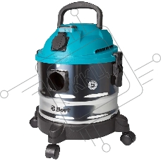 Строительный пылесос Bort BSS-1015 голубой/серебристый, 285/1250 Вт, уборка сухая/влажная, пылесборник контейнер, 15 л