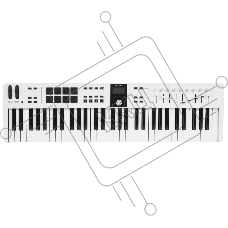 Клавиатура MIDI [231531] Arturia [KeyLab Essential 61 mk3 White] 61 клавиша, LCD дисплей, 9 энкодеров, 8 пэдов, 9 фейдеров, 12 кнопок управления, колеса высоты тона и модуляции, 1/4