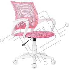 Кресло Domfy DK X-ROOM WH розовый TW-06A TW-13A сетка/ткань крестов. пластик белый