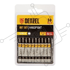 Набор бит Denzel TORX 10х50, сталь S2, шестигранный профиль, 10 шт.