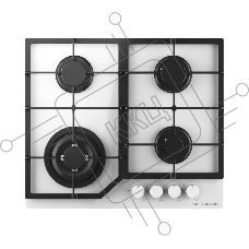 Варочная поверхность Kuppersberg, газ, High-Tech, 60 см, автоматический электроподжиг, газ-контроль, SABAF конфорки, чугунные решетки, WOK конфорка, цвет белое стекло, цвет фурнитуры белый