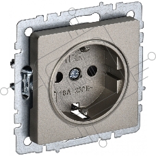 Розетка 1-местная IEK BRITE РС11-1-0-БрШ (BR-R11-16-K37) с заземлением, без защитных шторок, 16А, шампань