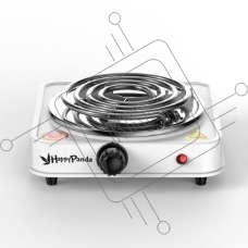 Плита настольная электрическая Happy Panda HP-08W белый, 1.5 кВт, ТЭН, конфорки - 1, сталь, поворотные переключатели