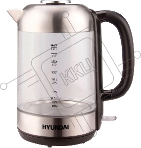 Чайник электрический Hyundai HYK-G4034 1.8л. 2200Вт черный/прозрачный (корпус: стекло)