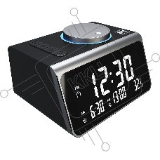 Радиочасы с будильником SOUNDMAX SM-1521U черный с серебром