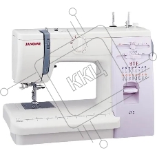 Швейная машина Janome 415 15 операций, вертикальный качающийся челнок, полуавтоматическое выполнение петли, автоматический нитевдеватель,  регулировка длины стежка до 4 мм, ширины зигзага до 5 мм, регулятор натяжения верхней нити, рычаг обратного хода, ле