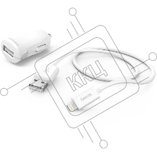 Комплект зарядное устройство Hama H-183266 2.4A для Apple кабель Apple Lightning белый