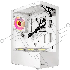 Компьютерный корпус Ginzzu CL310 ATX FAN 3*12LD4 FRGb передняя панель Стекло белый