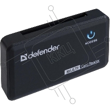 Кард-ридер Defender Optimus/черный/CF/MMC/MS/MS Duo/MS Micro M2/MS Pro/MS Pro Duo/RS-MMC/SD/SDHC/micro-SD/mini-SD/miсro-SDHC/USB 2.0 A(M)/черный