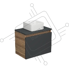 Тумба с раковиной (тумба подвесная Bau Dream Blackwood 50, графит + раковина накладная квадратная BAU Hotel mini Размер 24х24)