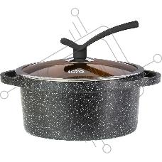 Кастрюля LARA LR02-233 Orlean 28 см, 7.3 л, мрамор, Bronze, капсульное индукционное дно, крышка