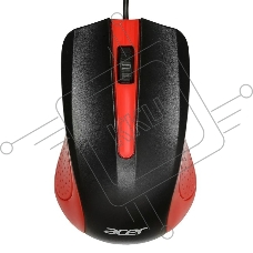 Мышь проводная Acer OMW012 черный/красный, 1200 dpi, USB, кнопки - 3