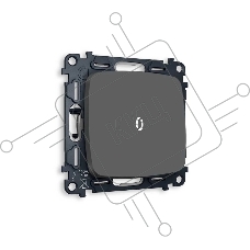 Комплект механизма 1-кл проходного выключателя с подсветкой 5600K OMEGA Графит мягкое касание QUANT (OP9020, VM105, G25W) MO902035