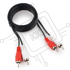 Кабель аудио Cablexpert CCA-2R2R-1.8M-N, 2xRCA/2xRCA, 1.8м, черный, пакет