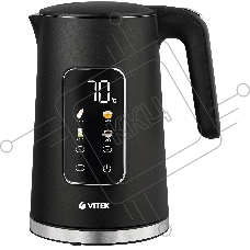 Чайник электрический Vitek VT-1162, 1.7л, 2200Вт, черный, корпус: металл/пластик