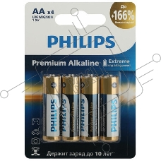 Элемент питания алкалиновый AA/LR6 1.5В Premium (блист. 4шт) Philips Б0062753