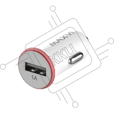 Автомобильное зарядное устройство Maxvi CCM-101WR USB 1А бело-красный