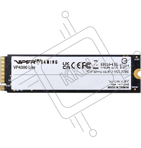Накопитель SSD Patriot Viper VP4300 Lite 500GB, M.2 2280, VP4300L500GM28H, PCIe 4x4, NVMe, 7000/4000, heatshield, RET