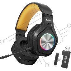 Гарнитура MARVO HG9084W Pulz 80W чёрный, беспроводная + проводная, радиоканал, до 50 ч, подсветка, совместимость с PS5, Xbox