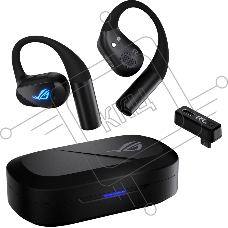 Гарнитура ASUS ROG Cetra Open Wireless Gaming Earbuds чёрный, беспроводная, радиоканал, до 16 ч, подсветка, совместимость с PS5