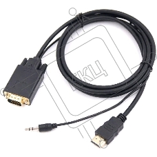 Кабель-переходник аудио-видео Premier 5-983AU HDMI (m)/VGA (m) 1.8м. черный (5-983AU 1.8)