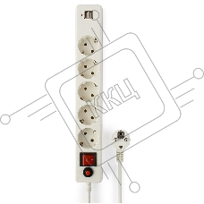 Сетевой фильтр Гарнизон 5р, 10А, 2xUSB, 1.8м, ур.защиты 4, белый, пакет