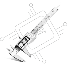 Электронный штангенциркуль Deli DL91150 150мм, метрическая/дюймовая конвертация, нержавеющая сталь, 3 кнопочное управление, светодиодный дисплей, 1,5В SR44.
