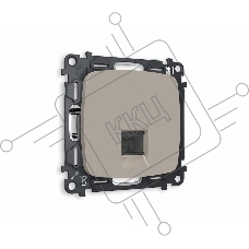 Комплект механизма компьютерной розетки OMEGA Серо-бежевый матовый RJ-45(8P8C) CAT6 с шторкой QUANT (OP3720, VM188) MO372010
