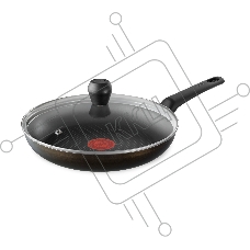 Сковорода Tefal Easy Plus 04237924 круглая 24см ручка несъемная (с крышкой) черный (9100054100)