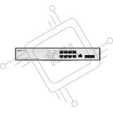 Коммутатор Managed L2 Switch 8x1000Base-T PoE, 2x1000Base-X SFP, PoE Budget 135W, RJ45 Console, 19