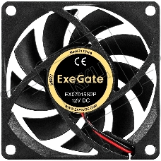 Вентилятор корпусной ExeGate EX07015S2P, 70 мм, 2500 об/мин, 23 дБ, 2-pin, без подсветки