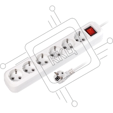 Удлинитель Smartbuy, 6 гнезд 10 м, 16А/3,5кВт с выкл. и заземлением ПВС 3х1,0 (SBE-16-6-10-ZS)