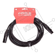 Кабель микрофонный FORCE FMC-06/4.5XLR (M) - XLR (F), высококачественный балансный, малошумящий с проводниками из безкислородной меди OFC, диаметр 6 мм, черные профессиональные металлические разъемы, длина 4,5 м, цвет черный