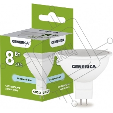 Лампа светодиодная MR16 софит 8Вт 230В 6500К GU5.3 GENERICA