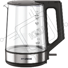 Чайник электрический Hyundai HYK-G8808 1.7л. 2200Вт черный/серебристый корпус: стекло