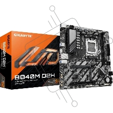 Материнская плата Gigabyte B840M D2H, AM5, AMD B840, 2xDDR5, 4xSATA, 2xM.2, 1xPCIe 4.0 x16, 1xPCIe 3.0 x4, 1xHDMI, 1x2.5Gb LAN, 2xUSB-A 5Gbps, 8xUSB-A 2.0, 3x3.5 мм, 7.1, mATX