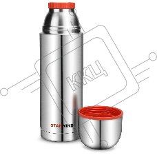 Термос Starwind 20-1000 1 л, серебристый/красный, картонная коробка