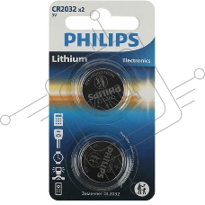 Элемент питания литиевый CR2032 (блист. 2шт) Philips Б0062716