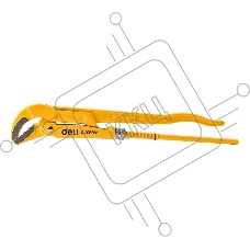 Трубный рычажный ключ №2 с изогнутыми губками Deli DL105255 420мм, раскрытие губок 0-55мм, сталь Cr-V