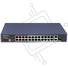 Коммутатор Hikvision DS-3E0326P-E/M(C), 24×100 Мбит/с PoE + 1×100 Мбит/с + 1×1 Гбит/с SFP, неуправляемый
