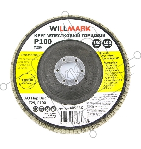 Круг лепестковый торцевой  WILLMARK'' 150мм P100 T29 100 лепестков шлифовальный (40555K)