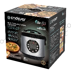 Мультиварка электрическая Endever Vita-121, черный/стальной, мощность 1000 Вт, емкость 5л, 25 авторежимов работы,книга рецептов, 4 шт/уп.