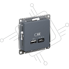 Розетка SE AtlasDesign USB A + тип-C 45W высокоскор. заряд. QC, PD, мех. грифель