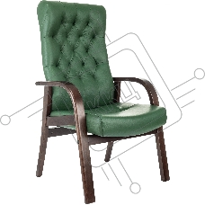 Кресло офисное Бюрократ T-9928WALNUT-CF, зеленый, кожа, на ножках, дерево Кресло офисное Бюрократ T-9928WALNUT-CF, зеленый, кожа, на ножках, дерево