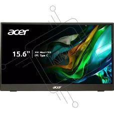 Монитор Acer PM161QJbmiuux 15,6'', UltraThin черный, 16:9, IPS, 1920x1080, 6ms, 250cd, 60Hz, mini HDMI, 2xType-C, Speakers 1Wx2, FreeSync, HDR 10, Vesa:100x100