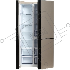 Холодильник Hyundai CS6073FV шампань трехкамерный 329/223л морозилка сбоку, No Frost, Side by Side