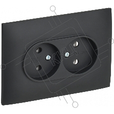 Розетка 2-местная IEK SKANDY SK-R10G 10А (SK-R20-10-K53-F) без заземления, без защитных шторок, 10А в сборе, графит