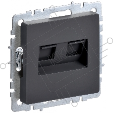 Розетка компьютерная двойная IEK BRITE РК10-2-БрГ RJ45 кат.5E графит