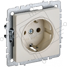 Розетка 1-местная IEK BRITE 16А РС14-1-0-БрКр с заземлением, с защитными шторками, 16А, бежевый
