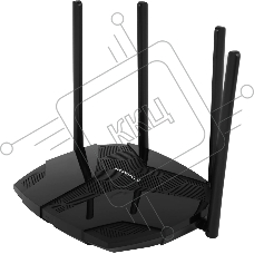 Двухдиапазонный роутер MERCUSYS MR80X AX3000 Wi-Fi 6, до 574 Мбит/с на 2,4 ГГц + до 2402 Мбит/с на 5 ГГц,4 фиксированные внешние антенны, 3 гигабитных порта LAN, 1 гигабитный порт WAN